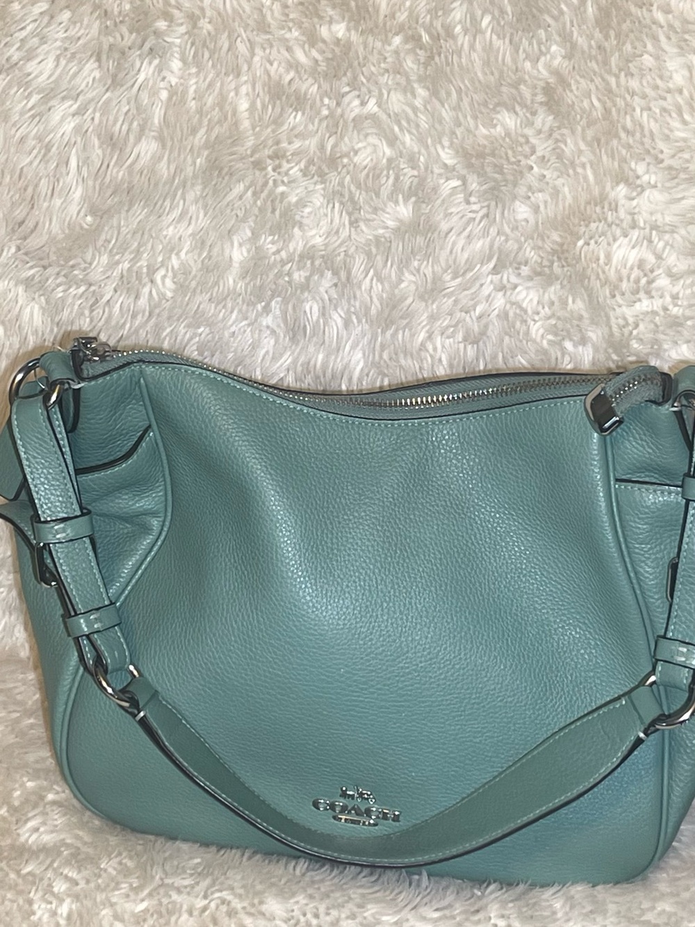 Coach Pebbled Leather Rori Shoulder Bag in Mint Green - Picture 9 of 10